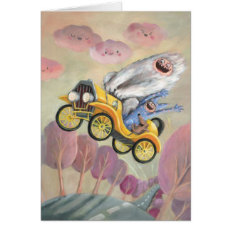 Vintage Car with Monsters Cards