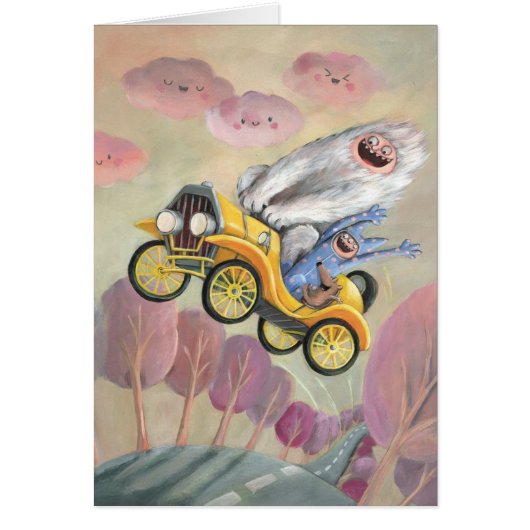 Vintage Car with Monsters Cards (Front)