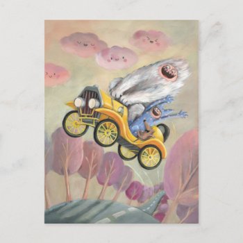 Vintage Car With Monsters Postcard by colonelle at Zazzle