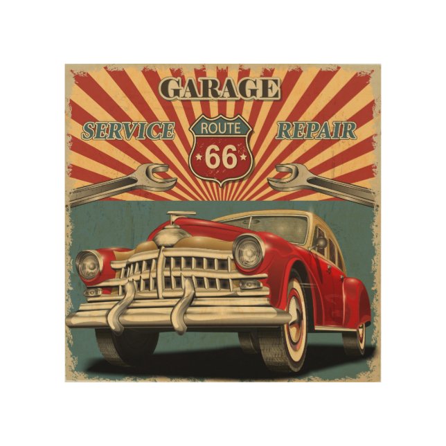 Vintage Car Wood Wall Art (Front)