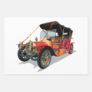 Vintage car wrapping paper sheets