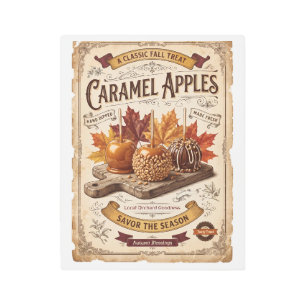 Vintage Caramel Apples Autumn Blessings Metal Print
