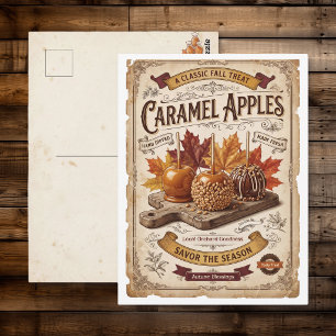 Vintage Caramel Apples Autumn Blessings Postcard