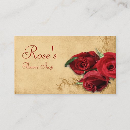 Customizable Vintage Caramel Brown &amp; Rose Florist Business Card Template
