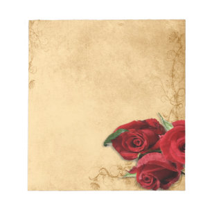 Vintage Caramel Brown & Rose Notepad