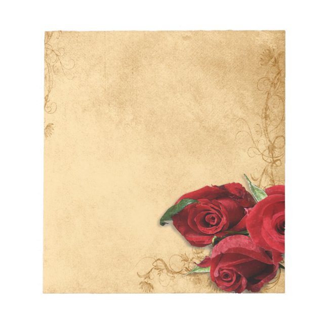 Vintage Caramel Brown & Rose Notepad (Front)