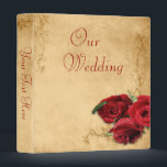 Vintage Caramel Brown & Rose Photo Album Binder<br><div class="desc">Elegant vintage caramel brown wedding photo album template design featuring decorative corner scrolls on the top and bottom with a photo of three red roses in the lower corner. The background is given a textured grunge application for an antique paper look. This design comes in several ready made backgrounds. This...</div>
