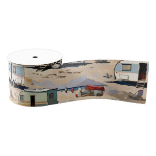 Vintage Caravan on the Beach Grosgrain Ribbon