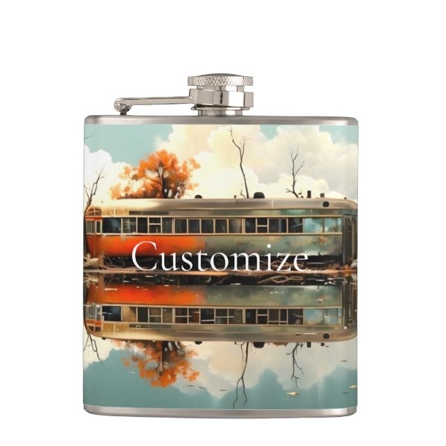 Vintage Caravan Trailer RV Thunder_Cove Flask (Front)
