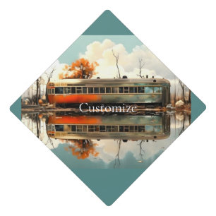 Vintage Caravan Trailer RV Thunder_Cove Graduation Cap Topper