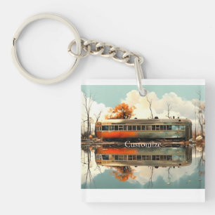 Vintage Caravan Trailer RV Thunder_Cove Keychain