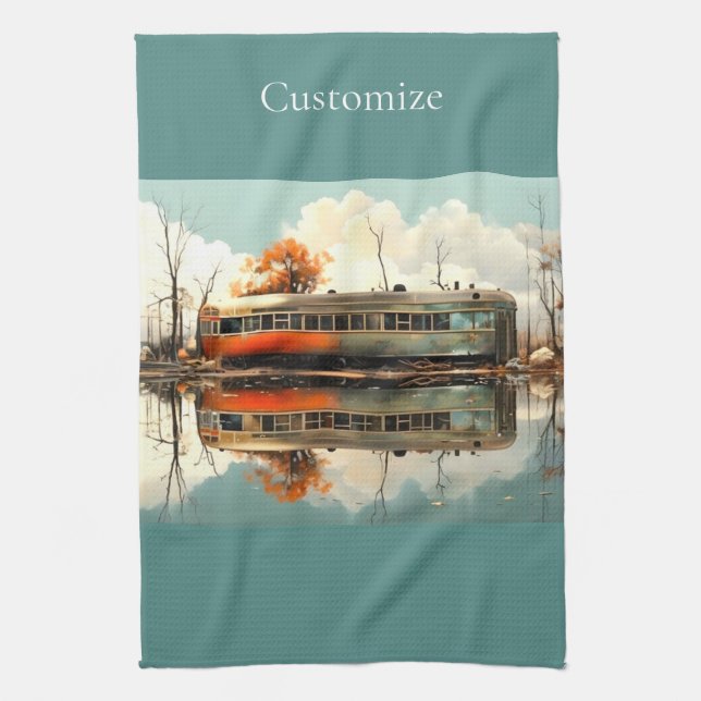 Vintage Caravan Trailer RV Thunder_Cove Kitchen Towel (Vertical)
