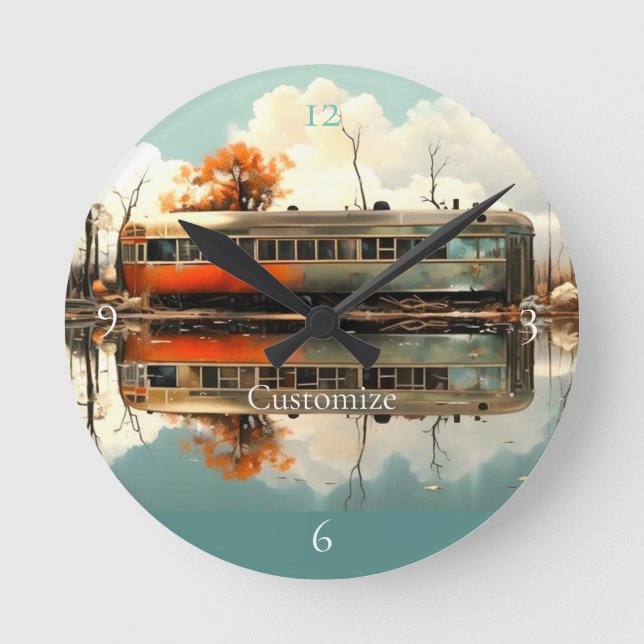 Vintage Caravan Trailer RV Thunder_Cove Round Clock (Front)