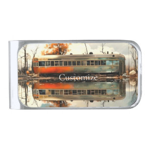 Vintage Caravan Trailer RV Thunder_Cove Silver Finish Money Clip