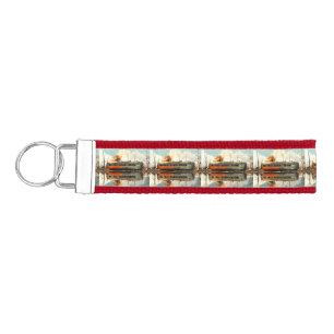 Vintage Caravan Trailer RV Thunder_Cove Wrist Keychain
