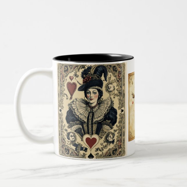 Vintage Card Deck Two-Tone Coffee Mug (Left)