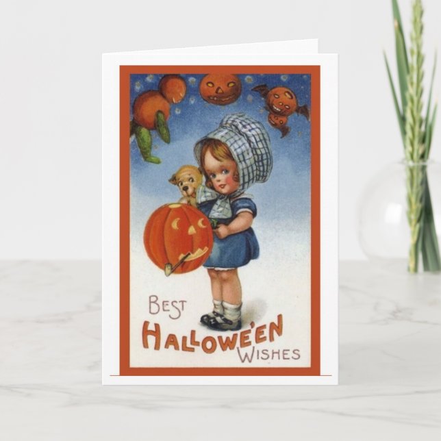 Vintage Card  Design-Best Halloween Wishes (Front)