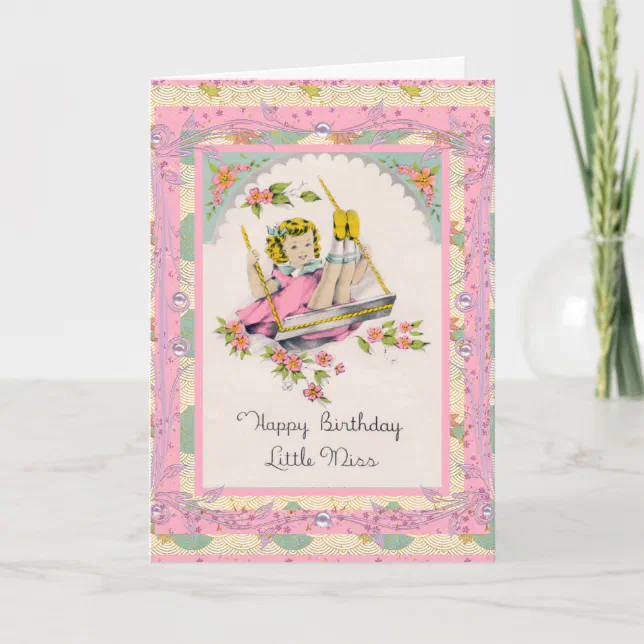 Vintage Card Happy Birthday To Little Girl | Zazzle