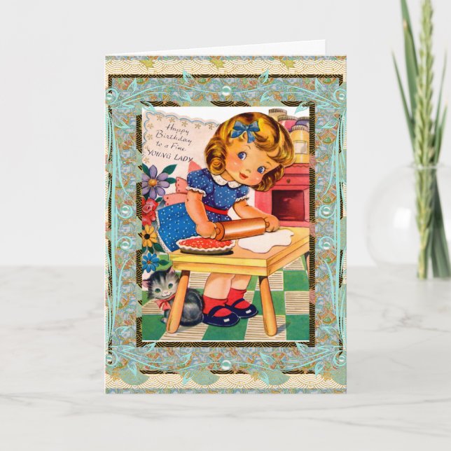 Vintage Card Happy Birthday To Little Girl (Front)
