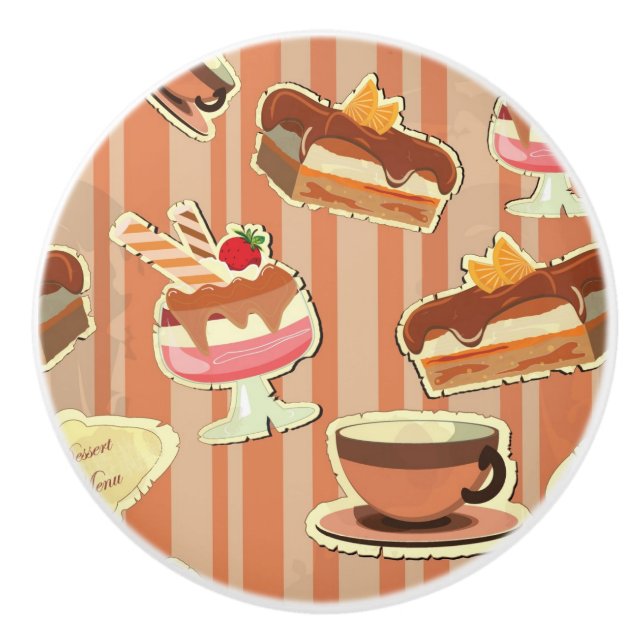 Vintage Card With A Strawberry Dessert Ceramic Knob (Front)