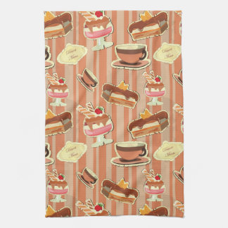 Vintage Card With A Strawberry Dessert Kitchen Towel