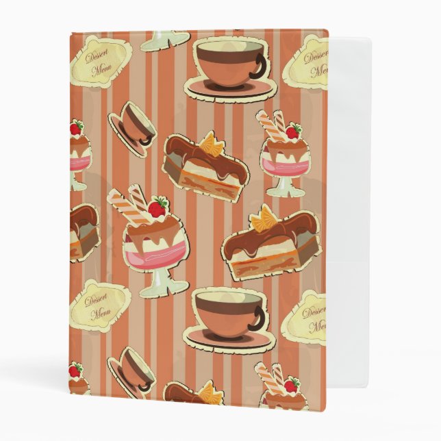 Vintage Card With A Strawberry Dessert Mini Binder (Front/Inside)