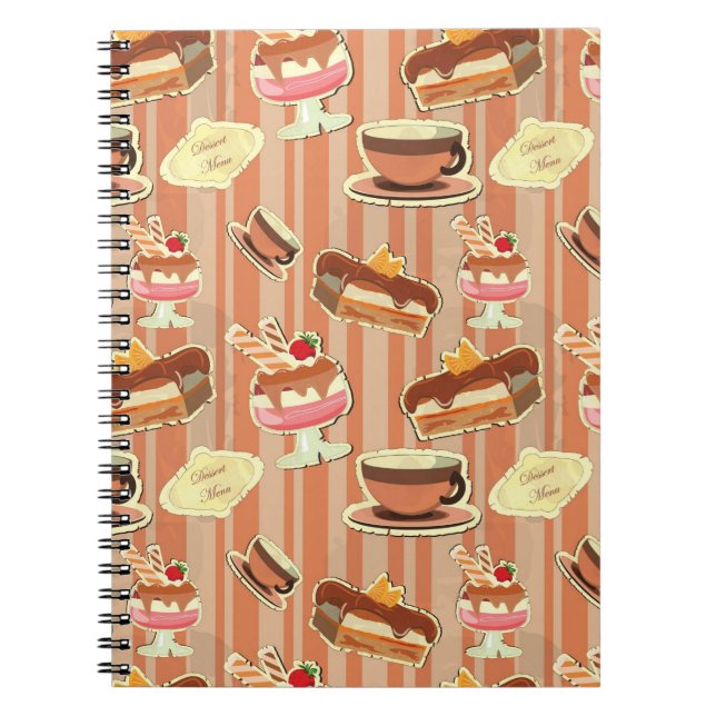 Vintage Card With A Strawberry Dessert Notebook (Front)