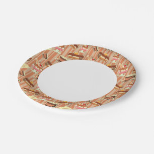 Vintage Card With A Strawberry Dessert Paper Plates