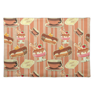 Vintage Card With A Strawberry Dessert Placemat