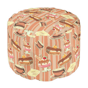 Vintage Card With A Strawberry Dessert Pouf