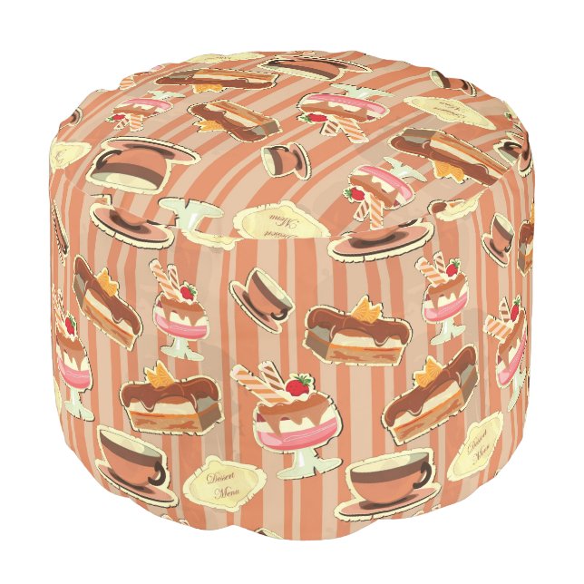 Vintage Card With A Strawberry Dessert Pouf (Angled Front)