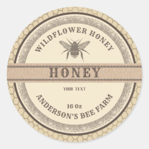 Vintage cardboard bee honey jar label