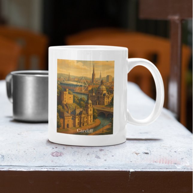 Vintage Cardiff Wales UK Retro Art  Coffee Mug (Vintage Cardiff Wales UK Retro Art Coffee Mug)