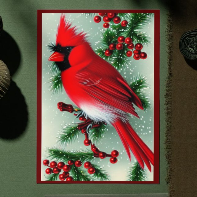 Vintage Cardinal Christmas Card Holiday Greeting (Creator Uploaded)