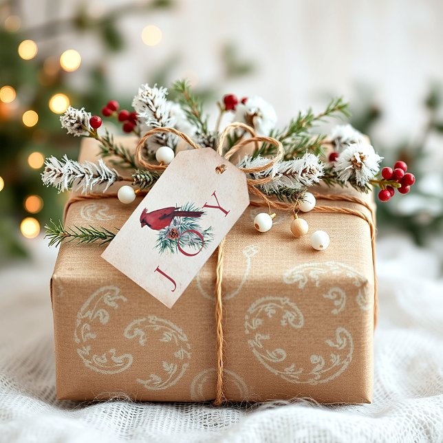 Vintage cardinal custom Christmas Gift Tags (Creator Uploaded)
