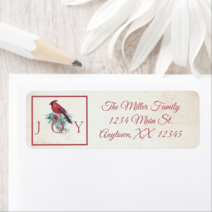 Vintage cardinal custom Christmas Holiday  Label