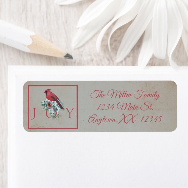 Vintage cardinal custom Christmas Holiday  Label (Insitu)
