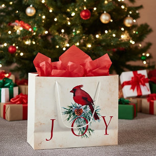 Vintage cardinal custom Christmas Holiday Large Gift Bag
