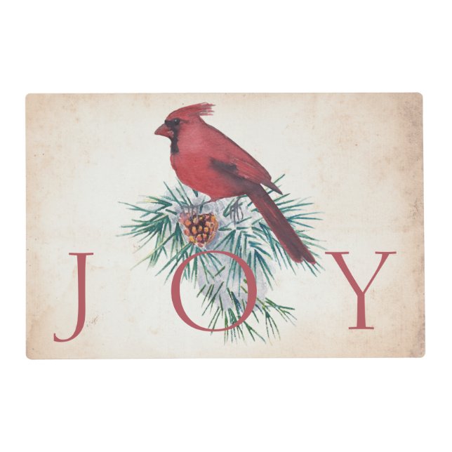 Vintage cardinal custom Christmas Holiday  Placemat (Front)