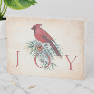 Vintage cardinal custom Christmas Holiday Wooden Box Sign