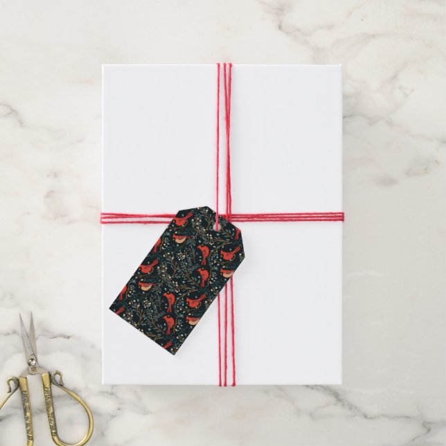 Vintage Cardinal Gift Tag (With Twine)
