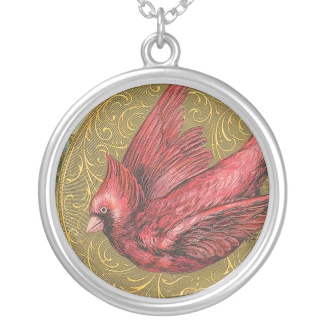 Vintage Cardinal Silver Plated Necklace (Front)