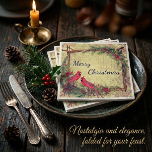 Vintage Cardinals Christmas Napkins