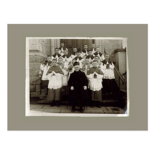 Vintage Cards - Catholic church Priest and boys