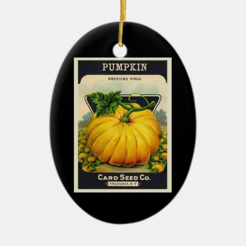 Vintage Cards Pumpkin Seed Package Ceramic Ornament