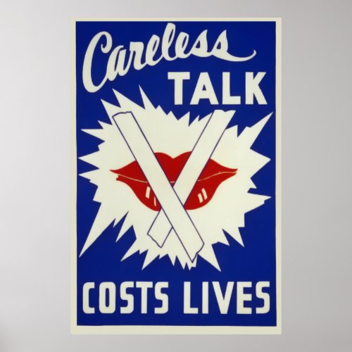 Vintage Careless Talk Costs Lives Poster