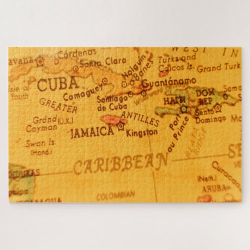 Vintage Caribbean Map Jamaica Jigsaw Puzzle