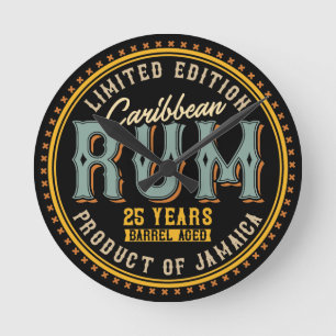 Vintage Caribbean Rum Round Clock