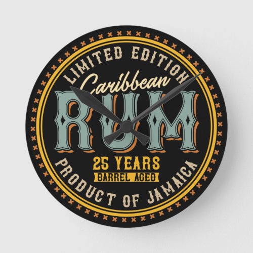 Vintage Caribbean Rum    Round Clock