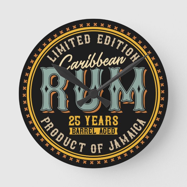 Vintage Caribbean Rum    Round Clock (Front)